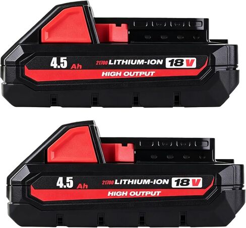 2 Pack 4.5Ah Replacement Battery for Milwaukee M18 48-11-1850 48-11-1852 48-11-1830, Compatible with Milwaukee 18V Cordless Power Tools in Kuwait