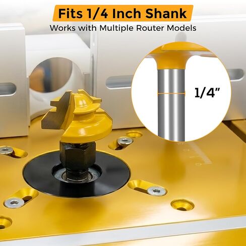 Lunyee 45 Degree Lock Miter Router Bit Set 3-Piece, 1/4 Inch Shank, YG6 Carbide Tipped Jointer Bits for 1/2", 5/8", 3/4" Stock, Precision Tenon Milling Cutter for Cabinets, Drawers & Woodworking in Kuwait