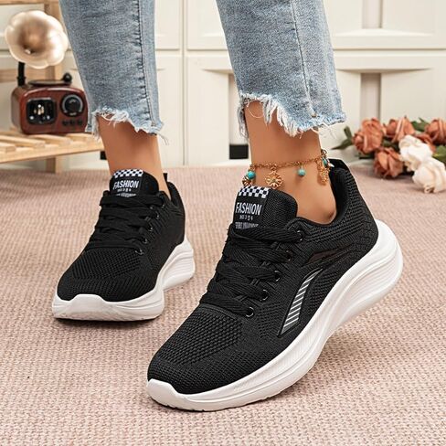 Womens Running Shoes Lace-up Walking Shoes Tennis Sneakers Fashion Sport Shoes Breathable Lightweight Training Shoes Jogging Fitness Sneakers in Kuwait