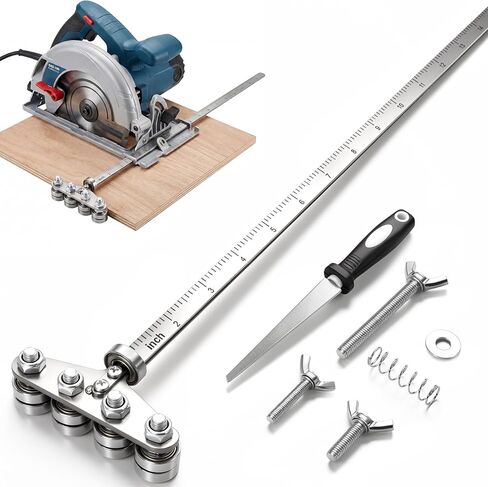 ACOCO 24" Circular Saw Guide Rail with File and Storage Bag, 8 in 1 | Stainless Steel Positioning Calipers, Universal Rip Cut Guide Compatible with Most Saws for Woodworking in Kuwait