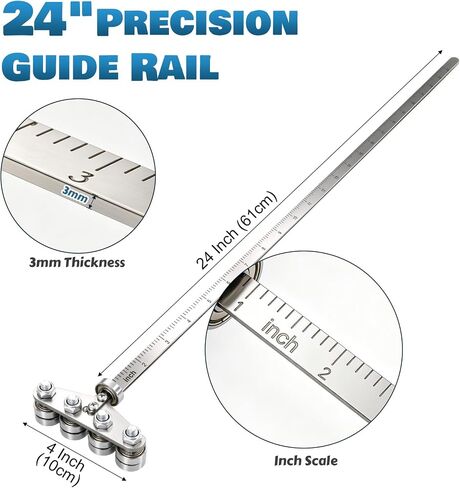 ACOCO 24" Circular Saw Guide Rail with File and Storage Bag, 8 in 1 | Stainless Steel Positioning Calipers, Universal Rip Cut Guide Compatible with Most Saws for Woodworking in Kuwait