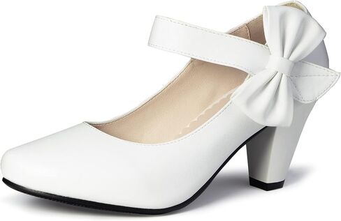 Elerhythm Women's Mary Jane Vintage Heels with Bow 1950s Pumps Closed Toe 1920s Victorian Sweet Ankle Strap Faux Suede Elegant Comfortable Formal Dressy Ladies Shoes in Kuwait