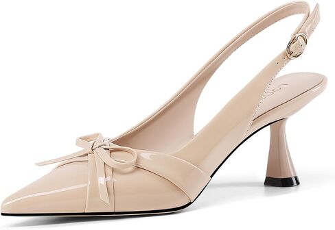 LOCERICH Women's Kitten Heels Slingback Low Heel Bow Dress Shoes Closed Toe Pumps Pointed Toe Slingback Shoes for Bridal Wedding Party in Kuwait