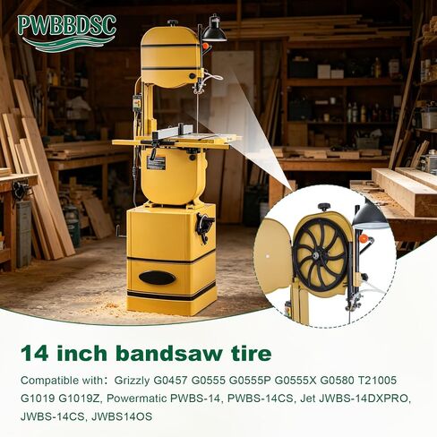 Upgrade 14 inch Band Saw Tires for Jet, Grizzly, Powermatic Band Saws, 14" x 1" x .095" Urethane Rubber Tires for Bandsaws Accessories (2/Pack) in Kuwait