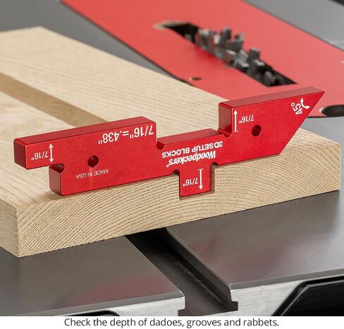 Woodpeckers 3D Setup Blocks, 7 Piece Set, Aluminum, USA Made, 4 Ways to Meaure on each Block, Router & Table Saw Gauge Blocks, Router Bit Height Gauge - 3D-SUB7 in Kuwait
