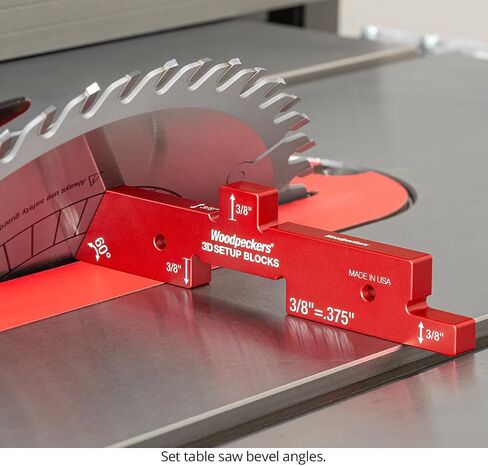 Woodpeckers 3D Setup Blocks, 7 Piece Set, Aluminum, USA Made, 4 Ways to Meaure on each Block, Router & Table Saw Gauge Blocks, Router Bit Height Gauge - 3D-SUB7 in Kuwait
