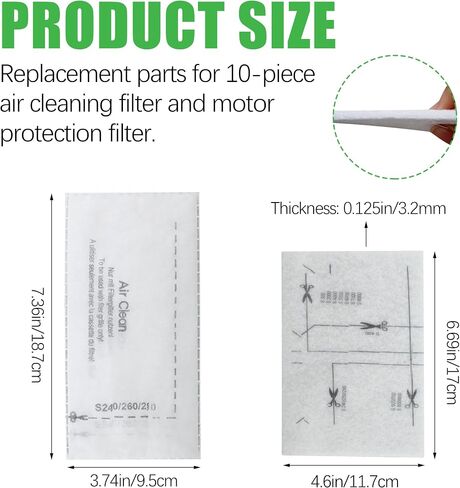 10 Pack Replacement Filters for Miele Vacuum Cleaners ﻿ | AirClean & Motor Protection Filters Fits Classic C1 C2 C3 S2 S4 S5 S6 S8 S241 S290 S300i S700 ﻿ in Kuwait