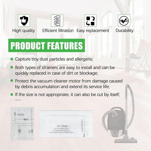 10 Pack Replacement Filters for Miele Vacuum Cleaners ﻿ | AirClean & Motor Protection Filters Fits Classic C1 C2 C3 S2 S4 S5 S6 S8 S241 S290 S300i S700 ﻿ in Kuwait