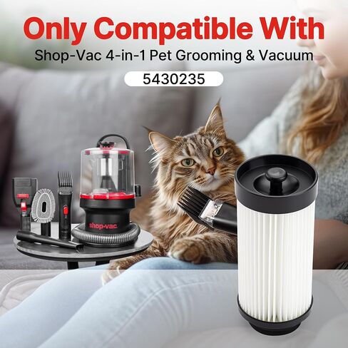 Shop-Vac Cartridge Filter Replacement, Only Compatible with Shop-Vac Pet Grooming & Vacuum, HEPA Filter with Handle, Washable & Reusable in Kuwait