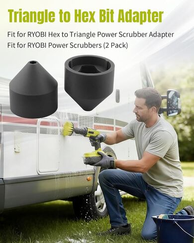 2Pcs Triangle to Hex Bit Adapter Fit for RYOBI Power Scrubbers in Kuwait