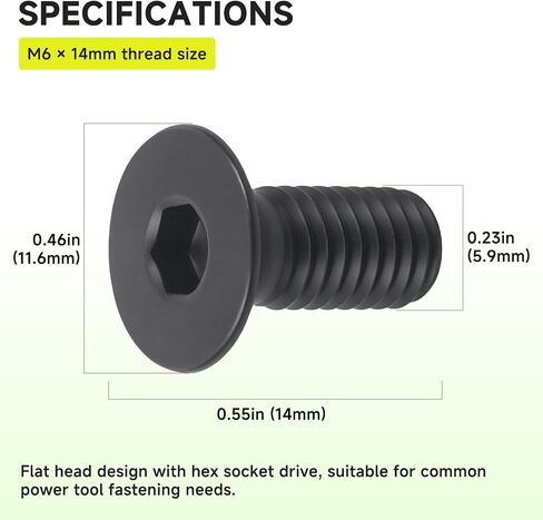 （2-pack）M6 x 14mm Flat Head Threaded Replacement Screw, Part 661379002, Compatible with Ryobi 661379001, Steel Fastener for Tool Repair & Maintenance in Kuwait