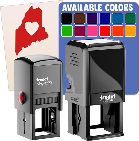 Maine State with Heart Self-Inking Rubber Stamp Ink Stamper - 1 Inch Small - Black Ink in Kuwait