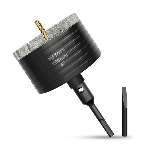 Diamond Core Drill Bit 4"(100mm) with SDS Plus Adapter Heavy Duty Concrete Core Bit for Dry or Wet Drilling, Compatible with Hollow & Solid Brick, Masonry, Stone, Granite, and Block in Kuwait