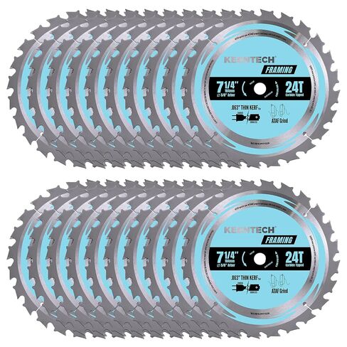 KEENTECH 7-1/4" Circular Saw Blade 24T, 20-Pack, Fast Cutting for Framing | 20-pack save cost, fits 5/8" bore saws, low-kickback lasts 20% longer, smooth fast cuts on plywood/OSB in Kuwait
