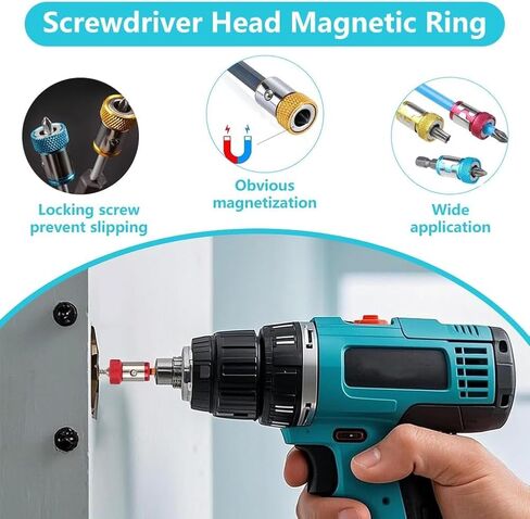 6 PCS Upgraded Screwdriver Head Magnetic Ring, 1/4 Inch/6.35mm Universal Screw Magnetizer Ring for Hex Screwdriver & Power Bits (Mix) in Kuwait