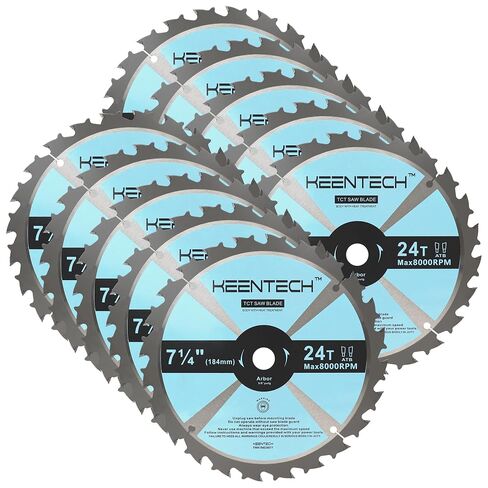 KEENTECH 7-1/4" Circular Saw Blade 24T, 20-Pack, Fast Cutting for Framing | 20-pack save cost, fits 5/8" bore saws, low-kickback lasts 20% longer, smooth fast cuts on plywood/OSB in Kuwait