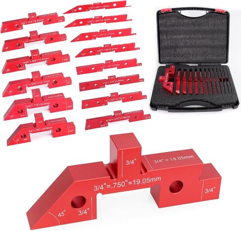 Table Setup Blocks for Woodworking, 14pcs Aluminum Alloy Woodworking Tools Precision Set up Bars, Height, Depth, Angle & Fence Alignment Gauge Set - Router and Table Saw Accessories with Storage Case in Kuwait
