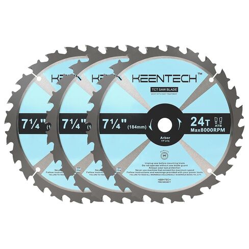 KEENTECH 7-1/4" Circular Saw Blade 24T, 20-Pack, Fast Cutting for Framing | 20-pack save cost, fits 5/8" bore saws, low-kickback lasts 20% longer, smooth fast cuts on plywood/OSB in Kuwait