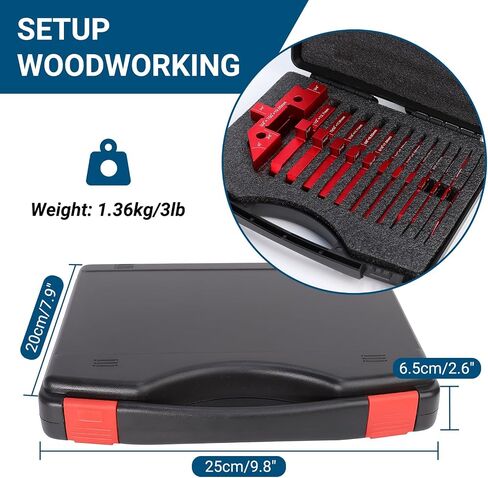 Table Setup Blocks for Woodworking, 14pcs Aluminum Alloy Woodworking Tools Precision Set up Bars, Height, Depth, Angle & Fence Alignment Gauge Set - Router and Table Saw Accessories with Storage Case in Kuwait