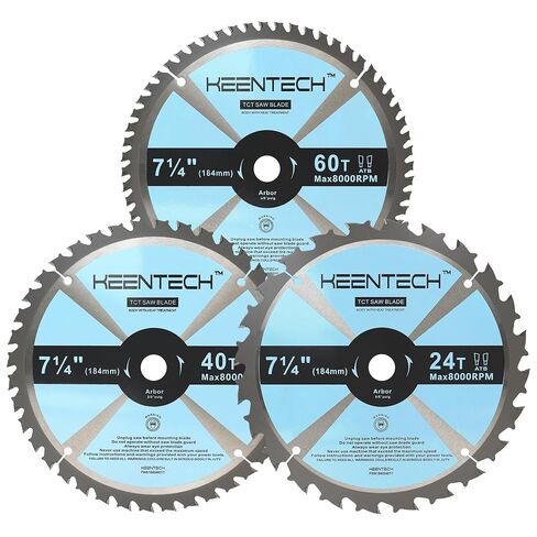 KEENTECH 7-1/4" Circular Saw Blade 24T, 20-Pack, Fast Cutting for Framing | 20-pack save cost, fits 5/8" bore saws, low-kickback lasts 20% longer, smooth fast cuts on plywood/OSB in Kuwait