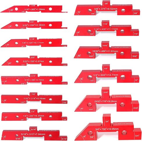 Table Setup Blocks for Woodworking, 14pcs Aluminum Alloy Woodworking Tools Precision Set up Bars, Height, Depth, Angle & Fence Alignment Gauge Set - Router and Table Saw Accessories with Storage Case in Kuwait