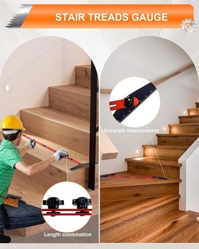 AXIUM Stair Tread Template Tool, Aluminum Alloy Stair Measuring Tool, Adjustable Length Stair Tread Tool, Stair Gauge Jig Woodworking Tool Compatible with Most Layout Projects for Home Wood Working in Kuwait