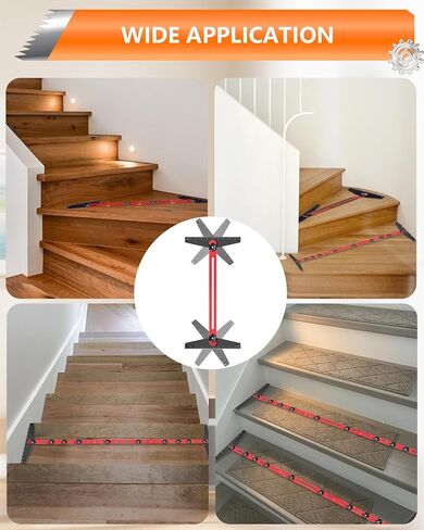 AXIUM Stair Tread Template Tool, Aluminum Alloy Stair Measuring Tool, Adjustable Length Stair Tread Tool, Stair Gauge Jig Woodworking Tool Compatible with Most Layout Projects for Home Wood Working in Kuwait