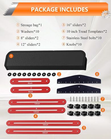 AXIUM Stair Tread Template Tool, Aluminum Alloy Stair Measuring Tool, Adjustable Length Stair Tread Tool, Stair Gauge Jig Woodworking Tool Compatible with Most Layout Projects for Home Wood Working in Kuwait