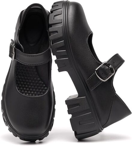 Women's Oxfords Mary Janes Platform Shoes Chunky Heel Ankle Strap Dress - True to Size Bright in Kuwait