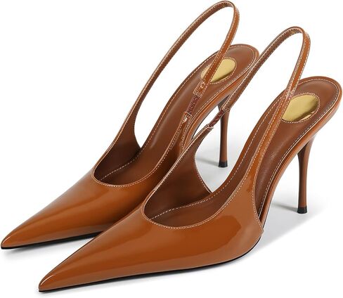 Satin Pointed Toe High Stiletto Heels for Women Stretchy Ankle Strap Slingbacks Slip-on Backless Pumps Patent Leather Fashion Sexy Dressy Shoes in Kuwait