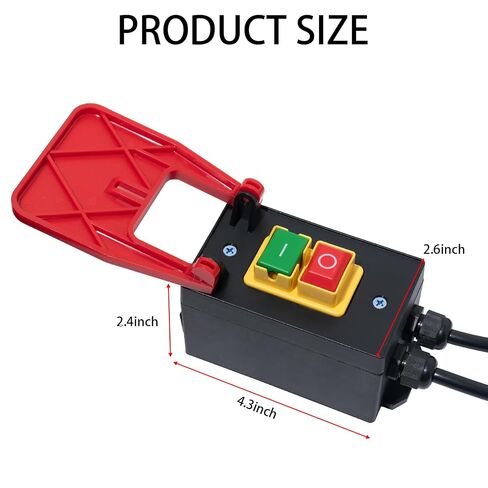 110V 16A Table Saw Paddle Switch with Emergency Stop, Heavy Duty Router Table Switch and Safety Power Tool Switch for Drill Presses, Woodworking Equipment, Plug-in Design with 5.5ft Cord in Kuwait