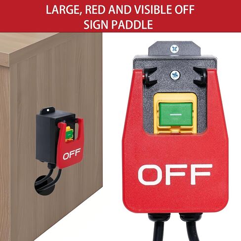 110V 16A Table Saw Paddle Switch with Emergency Stop, Heavy Duty Router Table Switch and Safety Power Tool Switch for Drill Presses, Woodworking Equipment, Plug-in Design with 5.5ft Cord in Kuwait