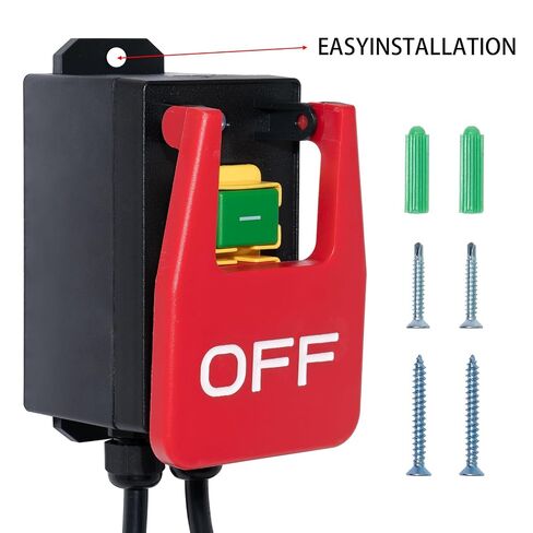 110V 16A Table Saw Paddle Switch with Emergency Stop, Heavy Duty Router Table Switch and Safety Power Tool Switch for Drill Presses, Woodworking Equipment, Plug-in Design with 5.5ft Cord in Kuwait