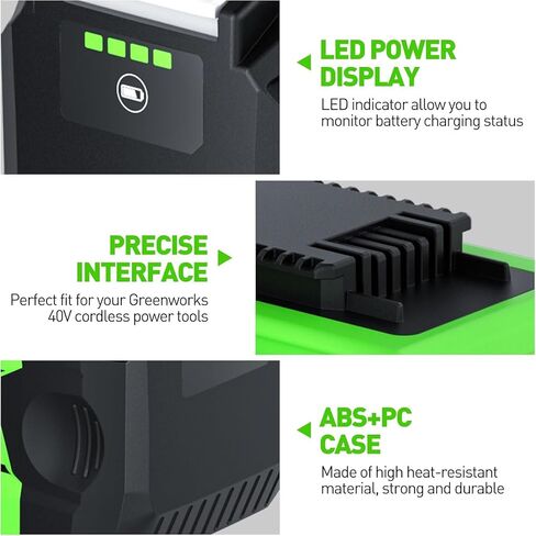 6.0Ah High Capacity Battery Replacement for Greenworks 40Volt Battery and Charger Compatible with Greenworks 40V G-MAX Battery 29252 20202 29482 29472 29462 Power Tools in Saudi Arabia
