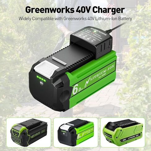 6.0Ah High Capacity Battery Replacement for Greenworks 40Volt Battery and Charger Compatible with Greenworks 40V G-MAX Battery 29252 20202 29482 29472 29462 Power Tools in Saudi Arabia