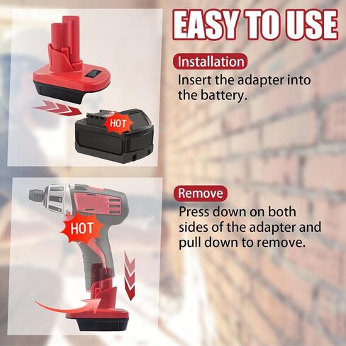 2 Pack Battery Adapter for Milwaukee M18 to M12 Adapter, Compatible with Milwaukee M18 Battery Convert for 12V Power Tools in Kuwait