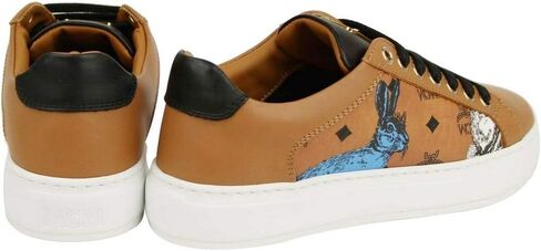 MCM Women's Cognac Brown Visetos Leather Rabbit Print Sneakers (35 EU / 5 US) in Kuwait