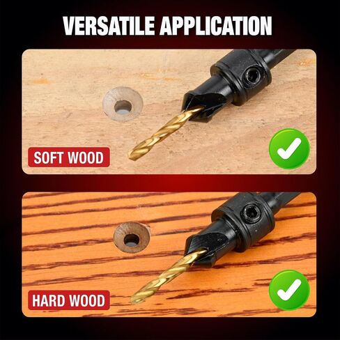 ANGELSWORD Countersink Drill Bit Set, 13 PCS Counter Sink Drill Bit Adjustable, #4, #6, #8, #10, #12, Extra 5pc Replaceable Drill Bits in Kuwait