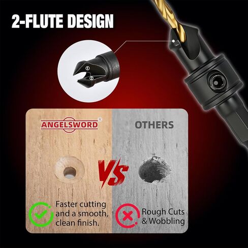ANGELSWORD Countersink Drill Bit Set, 13 PCS Counter Sink Drill Bit Adjustable, #4, #6, #8, #10, #12, Extra 5pc Replaceable Drill Bits in Kuwait
