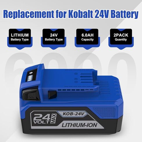 ANTRobut 2Pack Replacement for Kobalt 24V Battery Compatible with 24-Volt Kobalt Battery KB624-03 KB524-03 KB424-03 KB224-03 KB124-03 in Kuwait