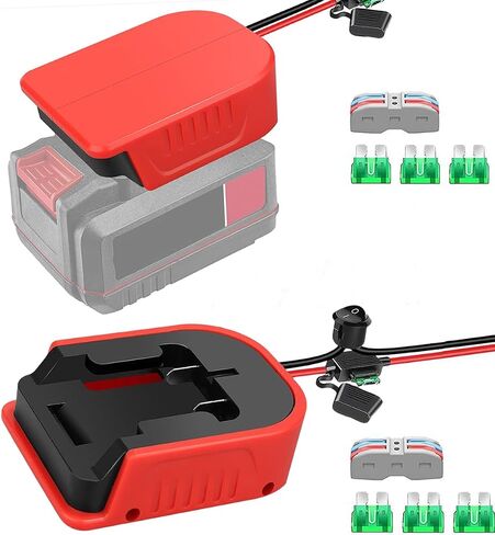 2Pcs Power Wheel Adapter for Bauer 20V Battery Dock Power Connector with Switch& Fuse&14 AWG Wire& Wire Terminals,Power Convertor Power to DIY RC Trucks,RC Toys,Robotics,Led Lights in Kuwait