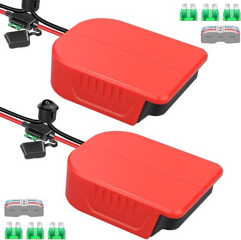 2Pcs Power Wheel Adapter for Bauer 20V Battery Dock Power Connector with Switch& Fuse&14 AWG Wire& Wire Terminals,Power Convertor Power to DIY RC Trucks,RC Toys,Robotics,Led Lights in Kuwait