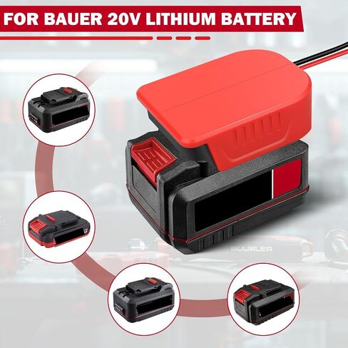 2Pcs Power Wheel Adapter for Bauer 20V Battery Dock Power Connector with Switch& Fuse&14 AWG Wire& Wire Terminals,Power Convertor Power to DIY RC Trucks,RC Toys,Robotics,Led Lights in Kuwait