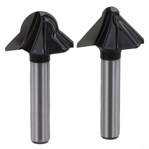 90 Degree Round Bottom V-Shaped Router Bit For Wood Veneer And Wall Panel Slotting, Metal 6.35mm Shank Milling Cutter(2PCS) in Kuwait