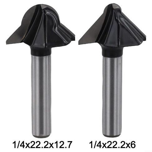 90 Degree Round Bottom V-Shaped Router Bit For Wood Veneer And Wall Panel Slotting, Metal 6.35mm Shank Milling Cutter(2PCS) in Kuwait