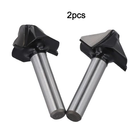 90 Degree Round Bottom V-Shaped Router Bit For Wood Veneer And Wall Panel Slotting, Metal 6.35mm Shank Milling Cutter(2PCS) in Kuwait