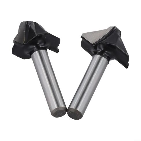 90 Degree Round Bottom V-Shaped Router Bit For Wood Veneer And Wall Panel Slotting, Metal 6.35mm Shank Milling Cutter(2PCS) in Kuwait