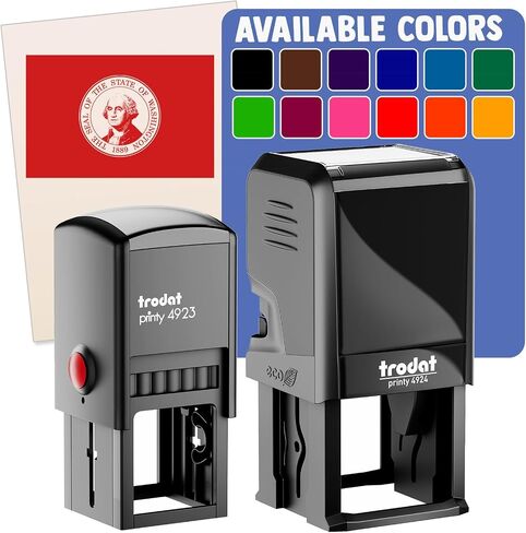 Washington State Flag Self-Inking Rubber Stamp Ink Stamper - 1 Inch Small - Black Ink in Kuwait