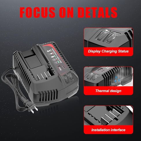 【USB A+Type C Port】 Multi-Functional 20V Charger Replacement for Craftsman 20v Battery Charger CMCB104 CMCB124, Compatible with Craftsman V20 Battery CMCB201 CMCB202 CMCB204 CMCB205 CMCB206 CMCB209 in Kuwait