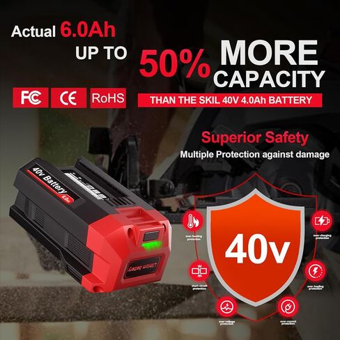 BY8723C-00 40V 6000mAh Battery, Replacement for SKIL PWR-Core 40 Lithium-Ion Battery BY8708C-01 BY8705-00 BY8708-00, Compatible with SKIL PWRCore 40-volt Chargers SC5364-00 & Cordless Power Tools in Kuwait
